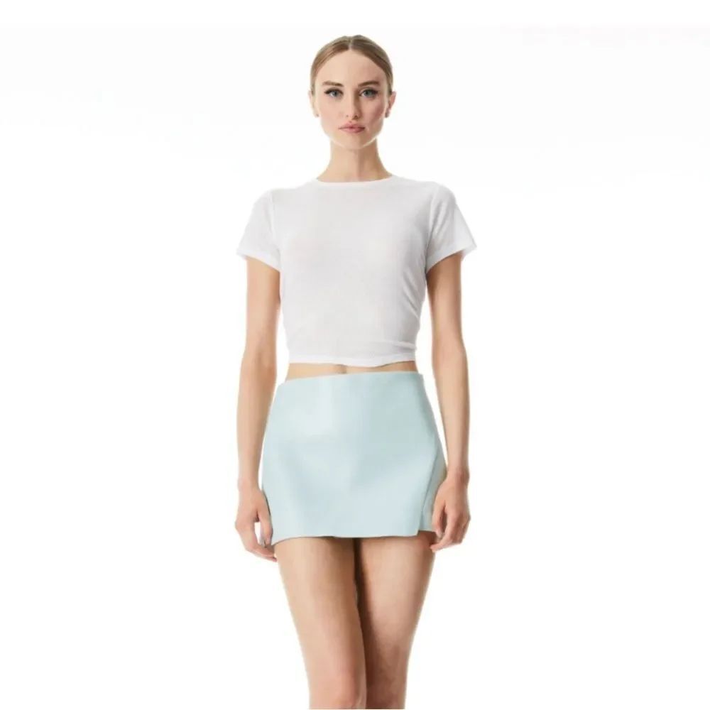 2022 summer Alice Olivia LILIA VEGAN LEATHER CROSSOVER Skirt